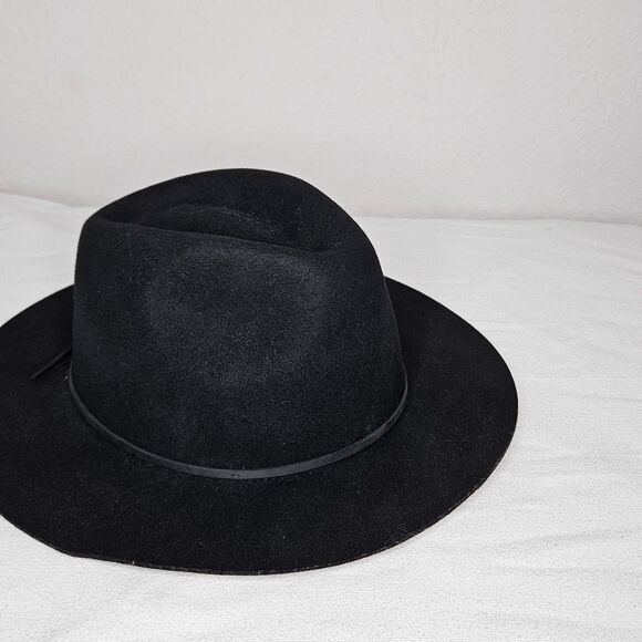 Brixton Black Wide Brim Fedora Hat 100% Wool Unisex Size Large 7 1/2‎ (60cm) - Picture 4 of 10